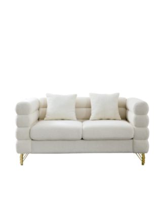 Streamdale 60" Oversized 2-Seater Sectional Sofa, White Teddy