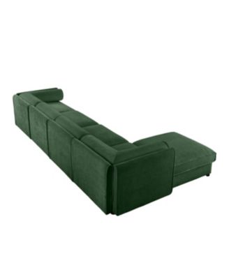 Streamdale Modular Green 4-Seat L-Shaped Sectional Sofa with Storage