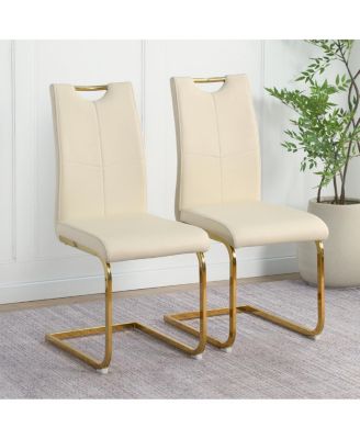 Modern PU Dining Chair with Gold Legs (Set of 4)