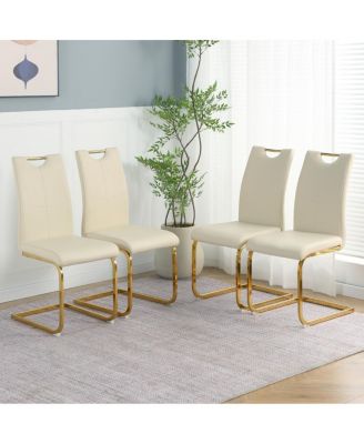 Modern PU Dining Chair with Gold Legs (Set of 4)