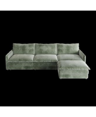 Streamdale Corduroy 3-Seater Cloud Couch with Footrest & Cushions