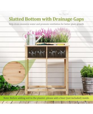 Raised Garden Planter with Legs and Side Table for Patio