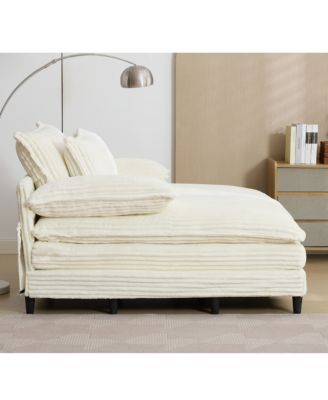 Oversized Corduroy Chaise Lounge Sofa Bed with Pillows