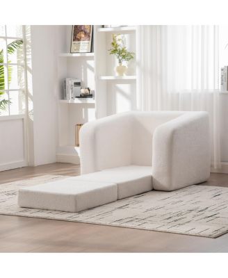Convertible Chenille Sofa Bed with Pillow - Single Seater