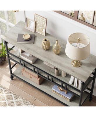 Retro 3-Tier Console Table and Sideboard Buffet Cabinet with Storage