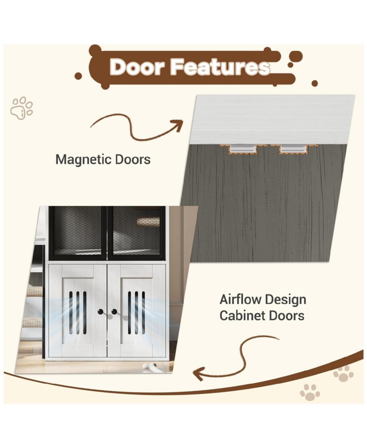 gaomon 2-in-1 Cat Litter Box Enclosure Furniture with Doors