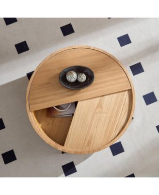 Round Coffee Table with Storage, Modern Accent Table with Rotating Top & Metal Legs for Living Room, Bedroom, Apartment