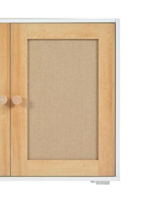 Cat Litter Box Furniture with Scratching Door & Socket