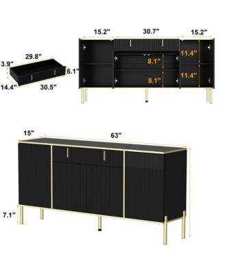 Dresser with 4 Doors and Deep Drawer, Side Cabinet for Bedroom, Living Room
