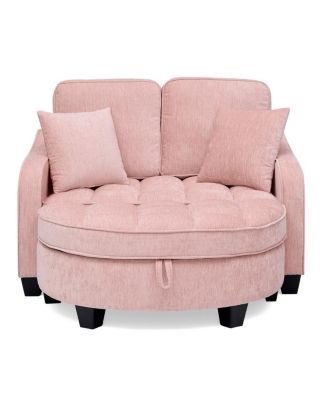  two-seater sofa chaise longue with storage footrest and two pillows