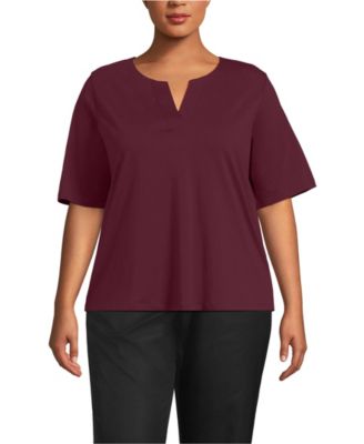 Plus Size Supima Jersey Half Sleeve Splitneck Shirt