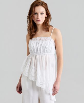Women's Asymmetric Lace-Trim Top