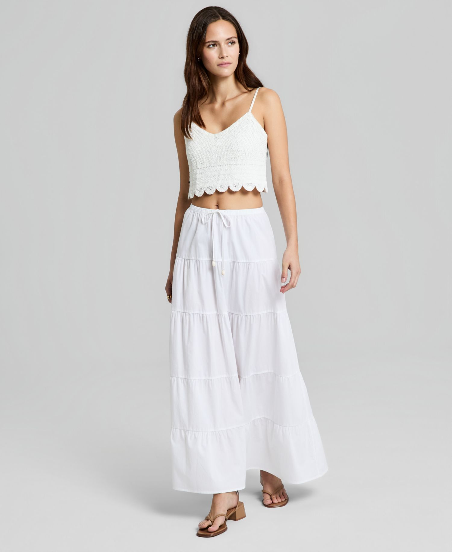 Women's Cotton Tiered Pull-On Maxi Skirt
