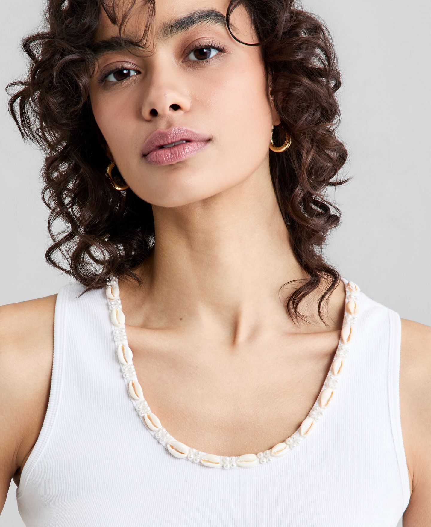 Женский топ And Now This Seashell-Trim Scoop-Neck, цвет: Яркий белый — фото 2