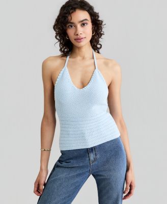 Women's Halter V-Neck Knit Tank Top