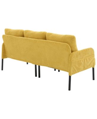 Streamdale Oversized Corduroy Loveseat Sofa with Metal Legs & Side Pockets