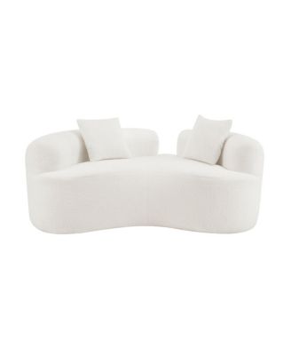 Curved Loveseat Sofa, Teddy Velvet, No-Assembly, 350 lbs Capacity