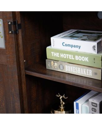 Farmhouse Barn Door TV Stand Media Console Espresso 60.23"W