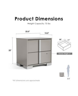 Erina 23.5" Wood Glossy 2-Drawer Nightstand