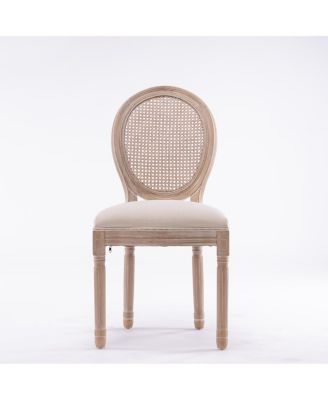French Style Solid Wood Rattan Back Dining Chair (Set of 2).