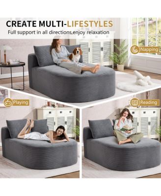 67.5" Indoor Corduroy Oversized Sleeper Sofa with Deep Seat Lounge