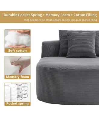 67.5" Indoor Corduroy Oversized Sleeper Sofa with Deep Seat Lounge