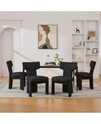 Modern Chenille Dining Chair Set of 4, Armless Curved Back Accent Chairs