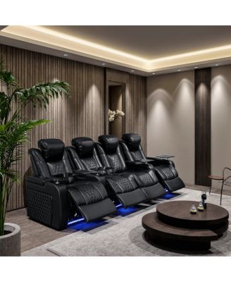 Power Recliner 4 PC, Top-Grain Nappa, Adjustable, Smart Charging, RGB LED