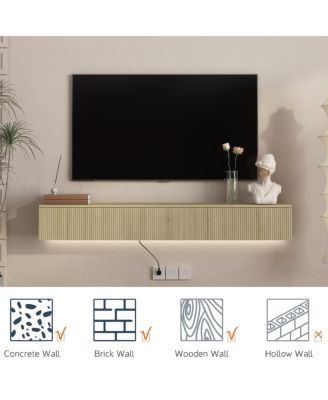 Floating TV Stand with 16 Color LEDs, Modern Entertainment Center