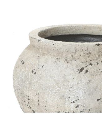 15.75" Dia Round Plant Pot, Large Outdoor Indoor Flower Pot with Drainage, Distressed Pots for Plants, Vintage Clay Pot