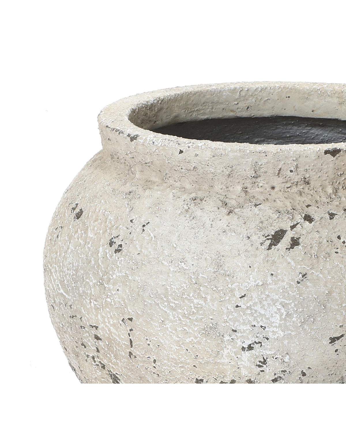 LuxenHome Rustic MgO Planter, 12" Tall x 15.75" Wide Stone-Look Pot for Indoor/Outdoor