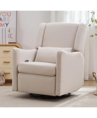 Linen Wingback Swivel Rocker Recliner Chair