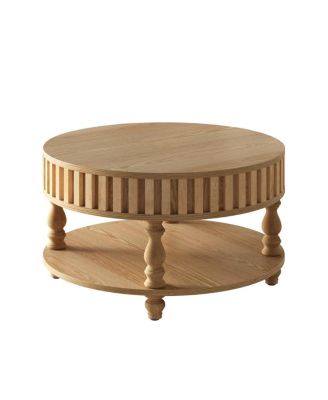 Mid-Century Modern Fluted Coffee Table with Storage