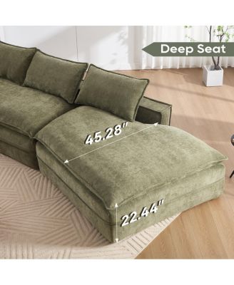 Modern Minimalist Modular Sectional Sofa with Right Facing Chaise