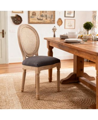 Streamdale French Country Rattan Upholstered Dining Chairs