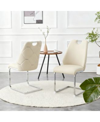 Modern PU Leather Dining Chair with Arched Back