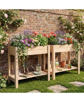 Raised Garden Bed with Legs and Extra Storage Space