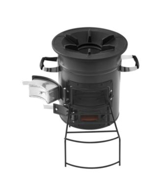 Portable SPCC Steel Camping Rocket Stove with Carry Bag, Double Door