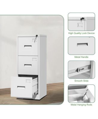 3 Drawer Metal Vertical File Cabinet, Lockable Filing Cabinet with Card Slot, Storage Cabinet for Home Office, Holds A4/Letter/Legal Files