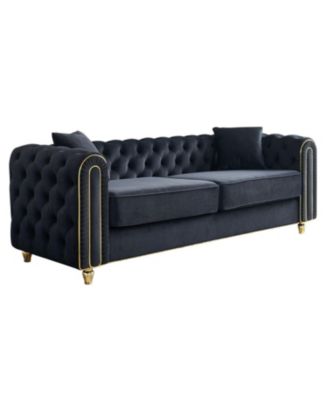 86" Modern Tufted Sofa with Toss Pillows