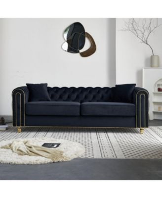 86" Modern Tufted Sofa with Toss Pillows
