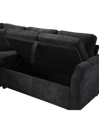 L-Shaped Sectional Sofa Bed with Hidden Storage and Sleeper Function