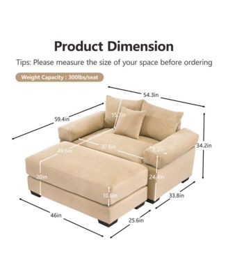Oversized Cloud Modular Sectional Couch, Corduroy, Ottoman, Chaise