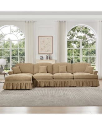 Chenille Sectional Sofa with Ottoman