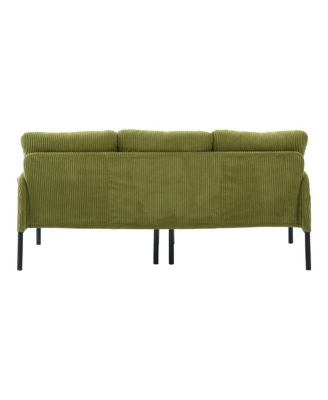 Oversized Corduroy Loveseat Sofa with Metal Legs & Side Pockets