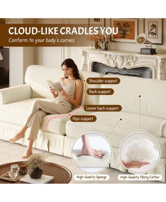 74" Luxuriously Comfortable 3-Seater Cloud Couch, Chenille Sofa with Rolled Arms & Skirt