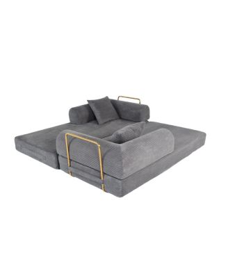 2-in-1 Foldable Sofa Bed, 75 Inch Folding Couch w/ Memory Foam Mattress & 2 Pillows