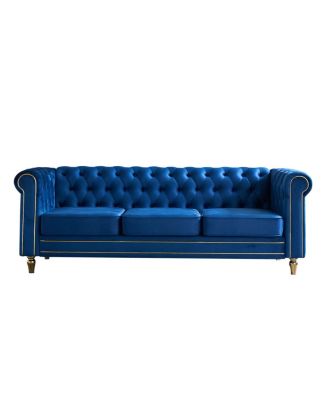  Chesterfield Velvet Sofa 84.65 inch for Living Room