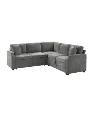 Sectional Sofa Bed L-Shape Sleeper with Hidden Storage