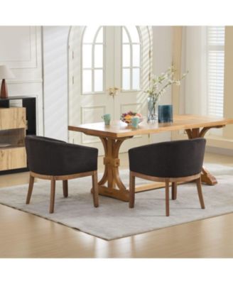 Upholstered Barrel Dining Chair, Linen